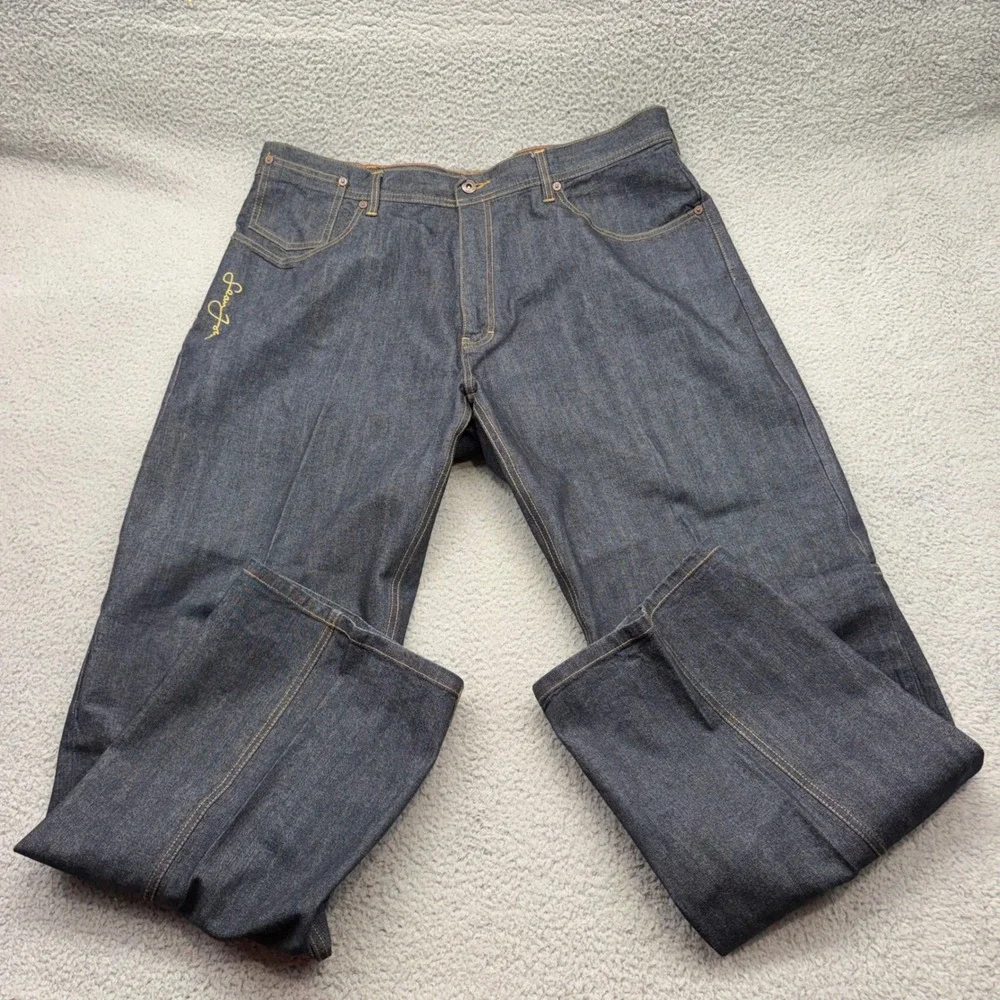 Sean John Mens Size 40 / 36 Raw Indigo Baggy Y2K Streetwear Denim Blue Jeans